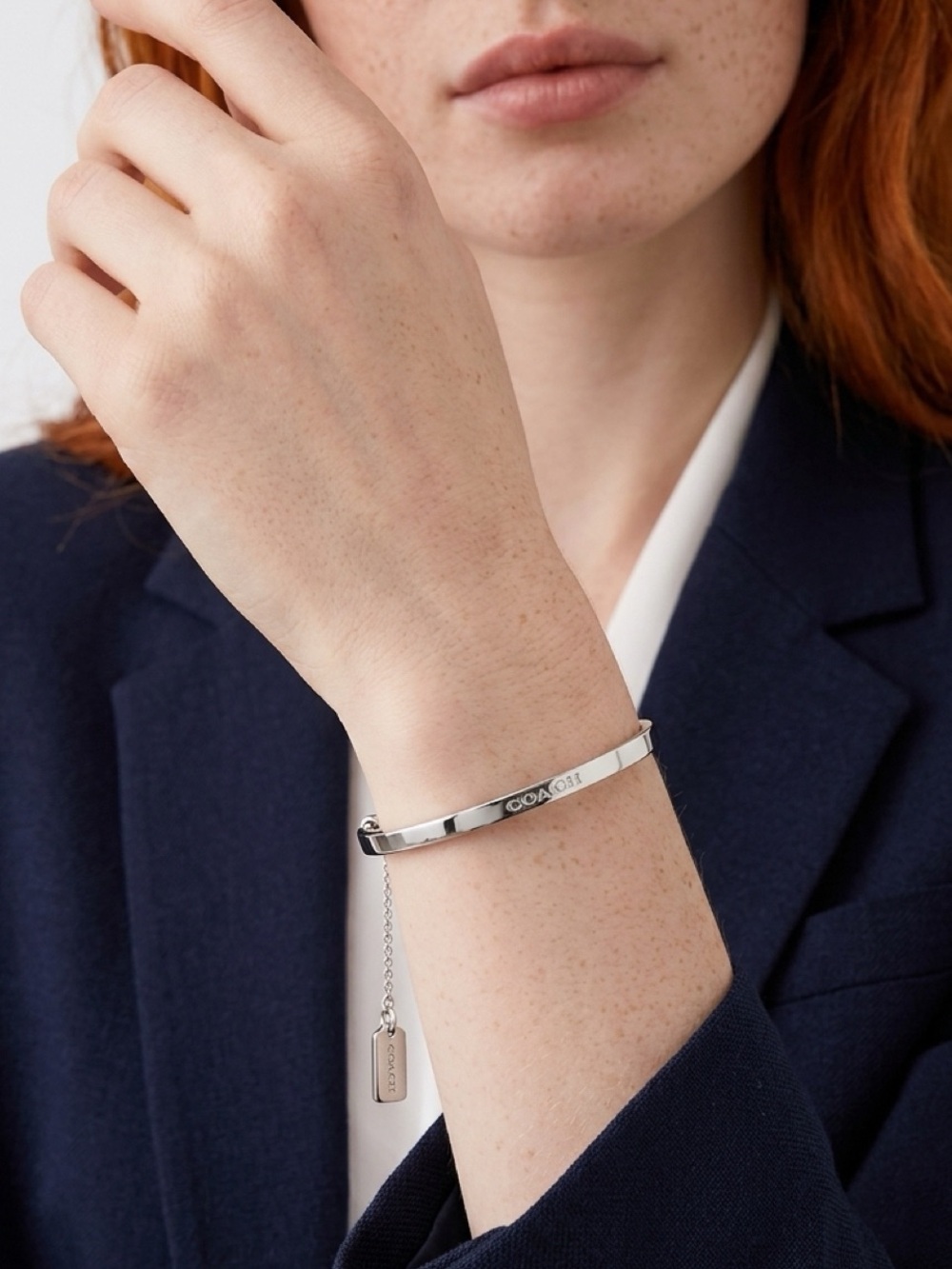 Coach Polished Silver Slim Cuff Bracelet